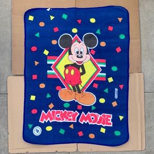 Vintage Mickey Mouse fuzzy blanket used gd cond